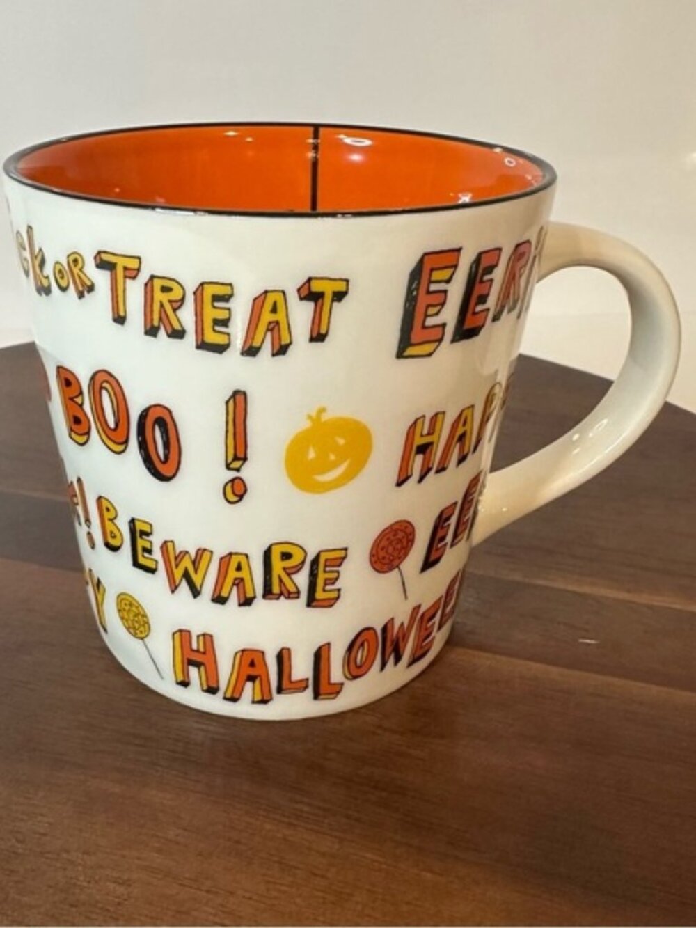 Starbucks Coffee 2007 Halloween Boo Beware EEK Eerie Spider Orange Mug 16 oz